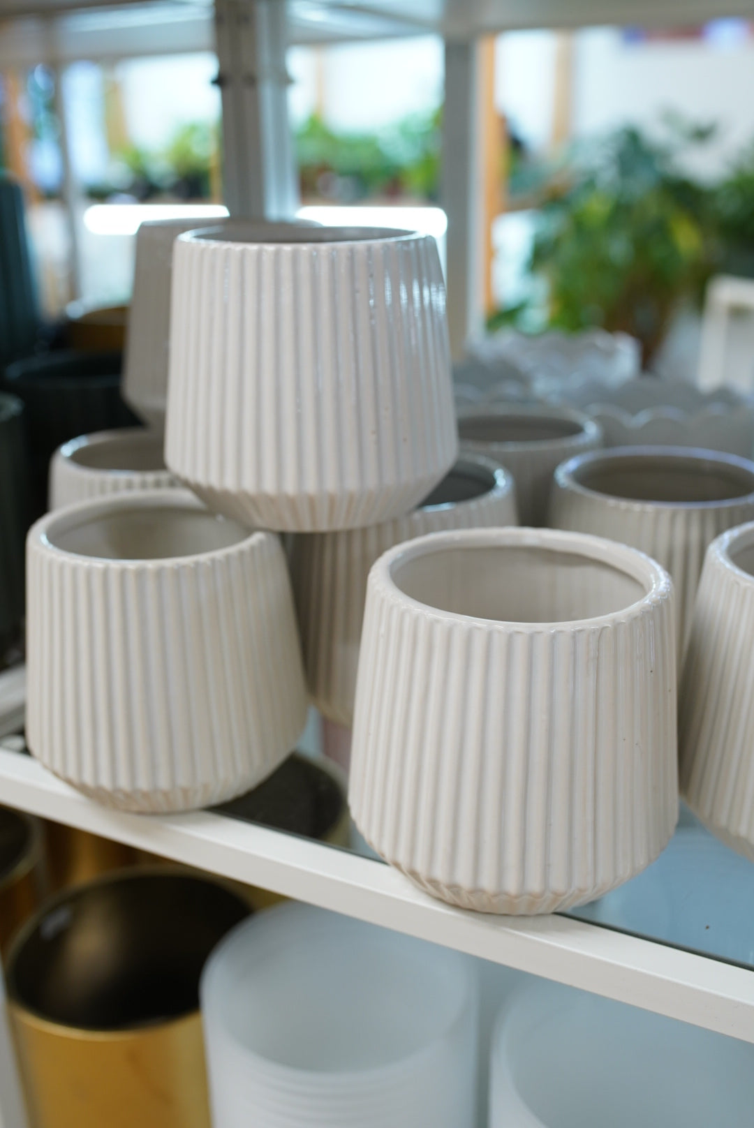 White Ribbed Planter