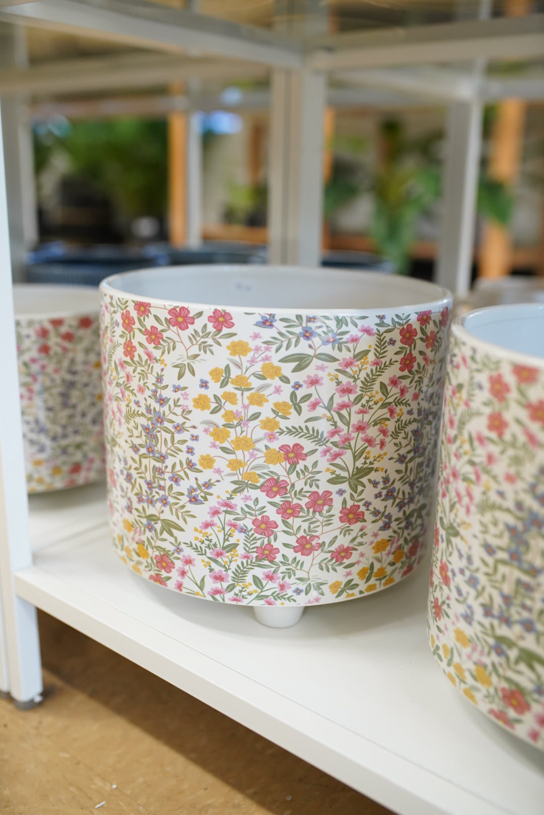 Floral Ceramic footed planter