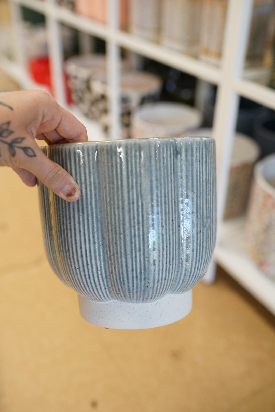 Scalloped Ceramic Planter