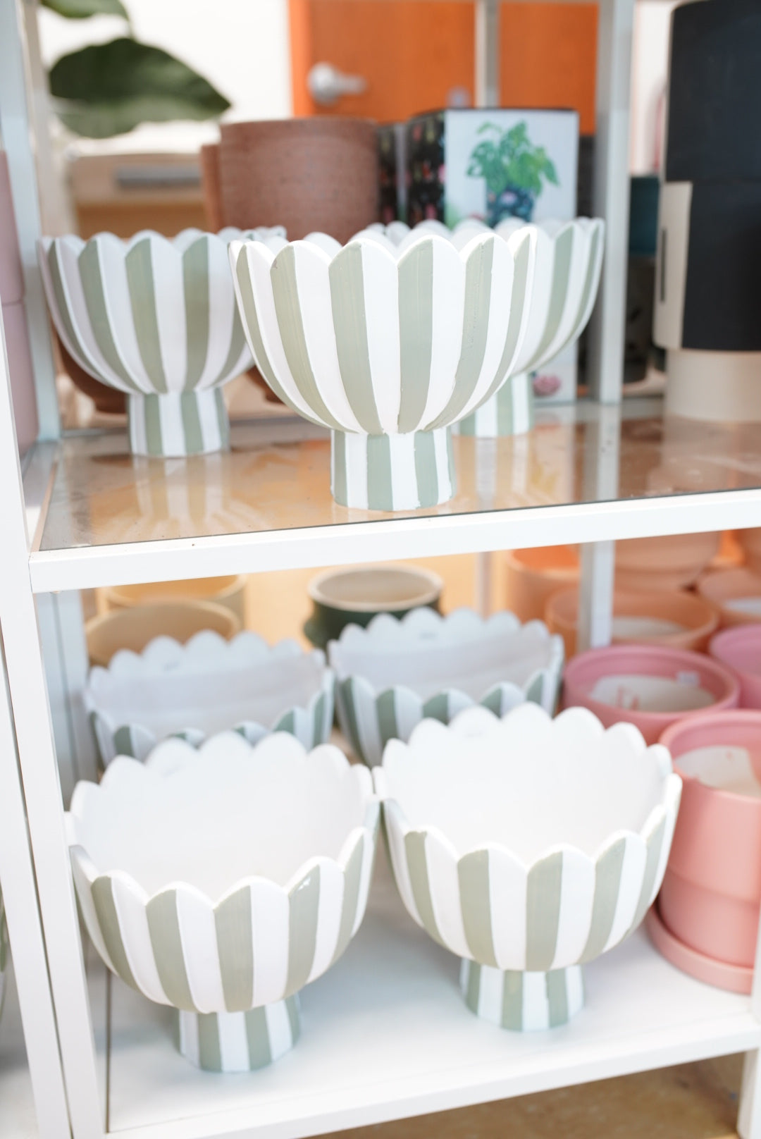 Scallop Edge Striped Planter