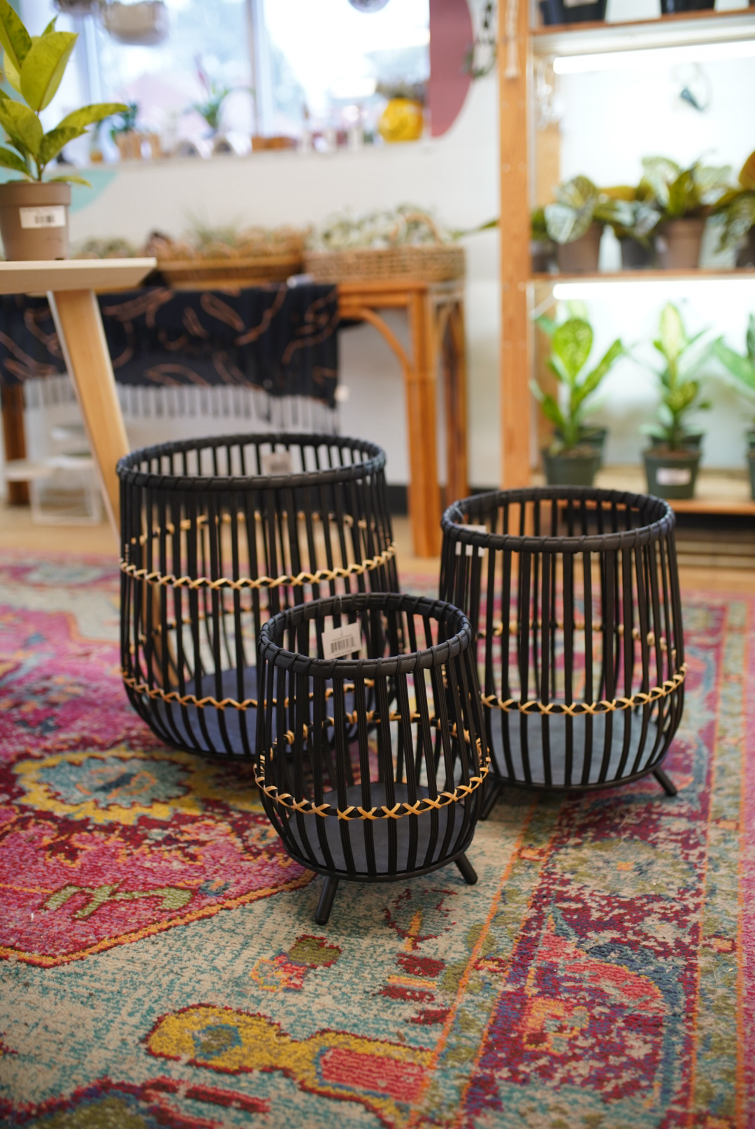 Black Bamboo Plant Stand