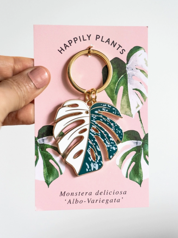 Monstera 'albo Variegata' Plant Keychain