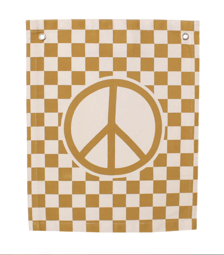Checkered Peace Sign Banner