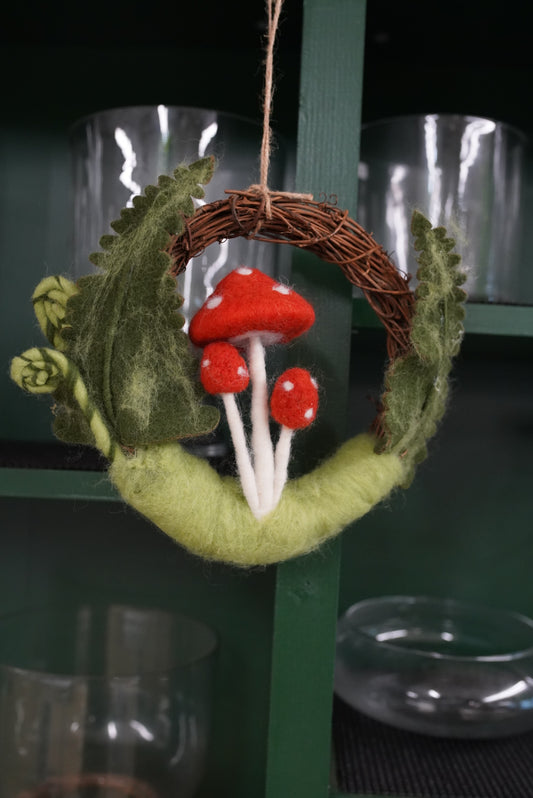 Mushroom Fern Wreath