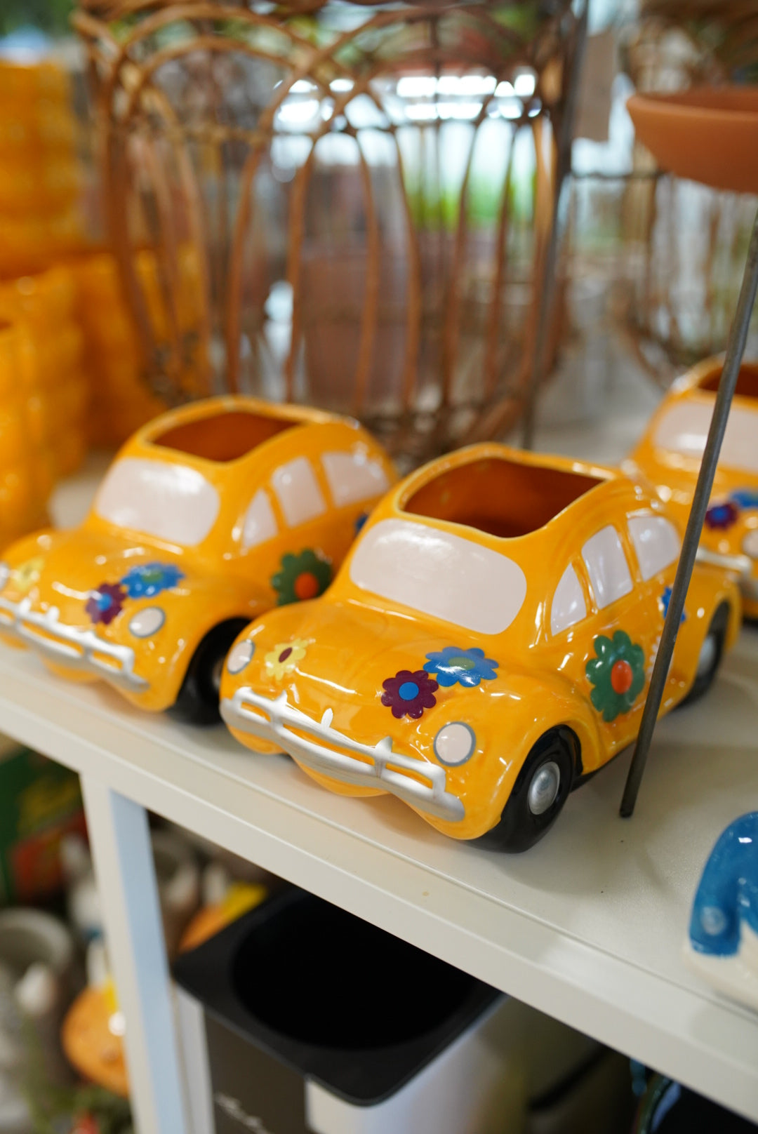 Yellow Love Bug Car Planter