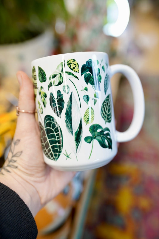 Houseplant Leaves - 15oz White Coffee Mug