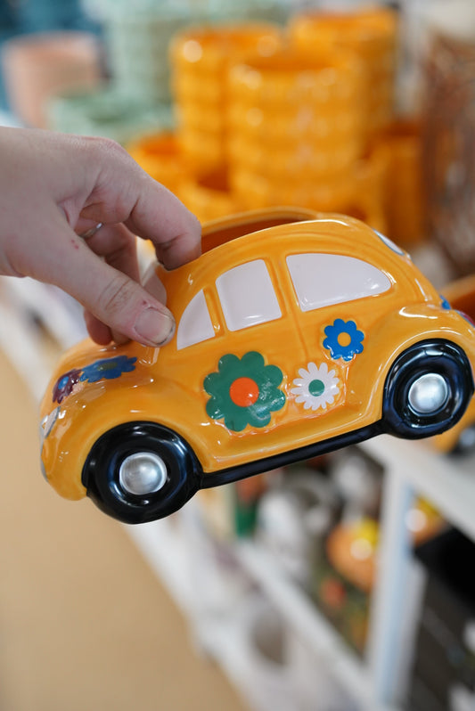 Yellow Love Bug Car Planter