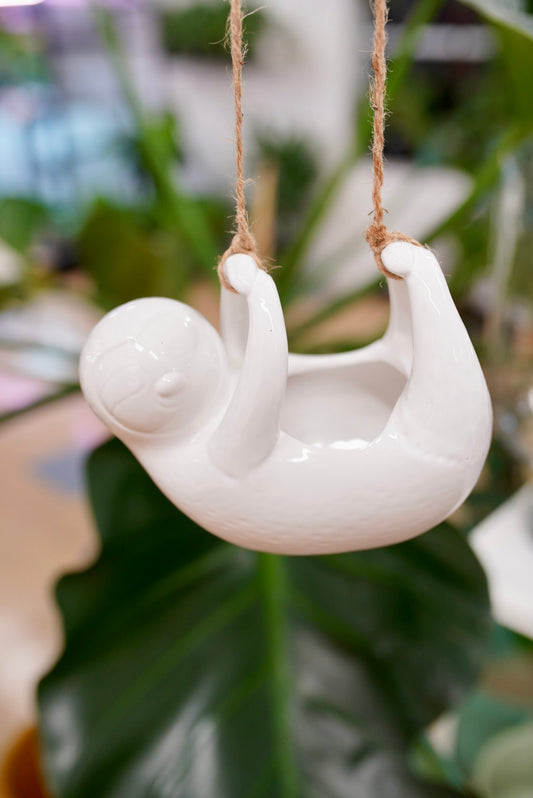 White Sloth Hanging Planter