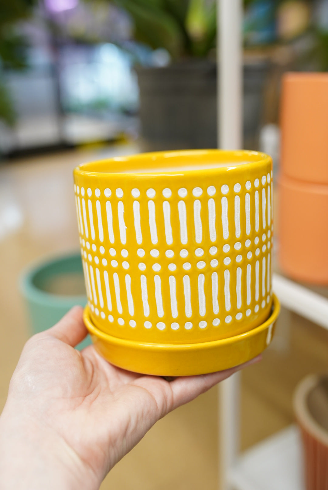 Yellow Lined Planter