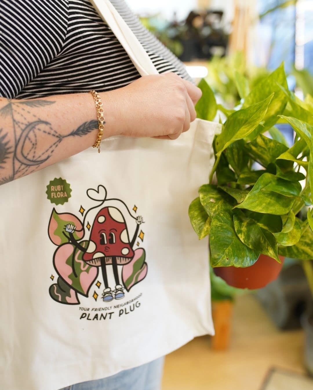 Ruby Flora Tote Bag