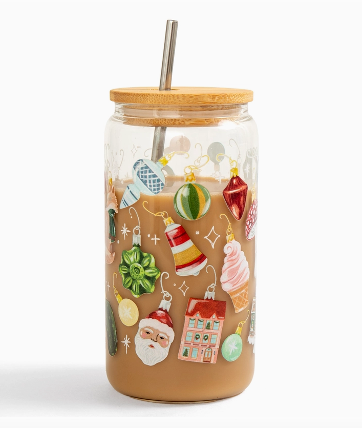 Glass Can Coffee Cups with Metal Straw