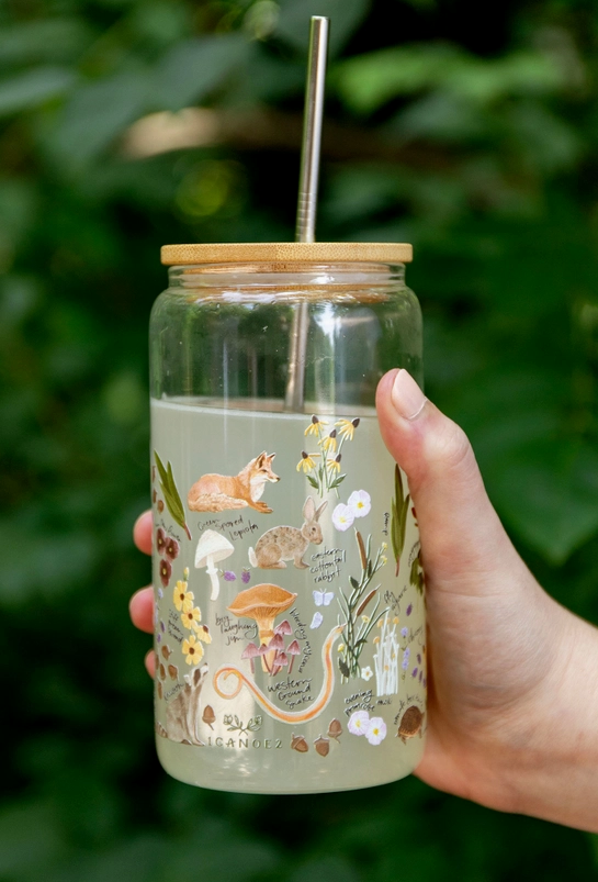Glass Can Coffee Cups with Metal Straw