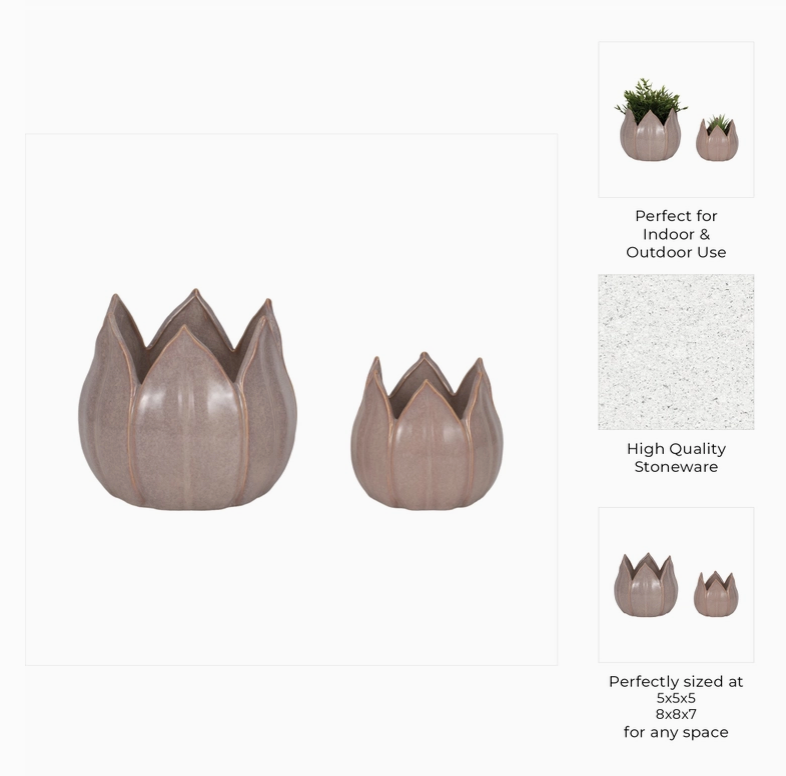 Ceramic Sculpted Petal Planters