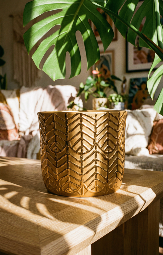 Aurum Gold Textured Planter