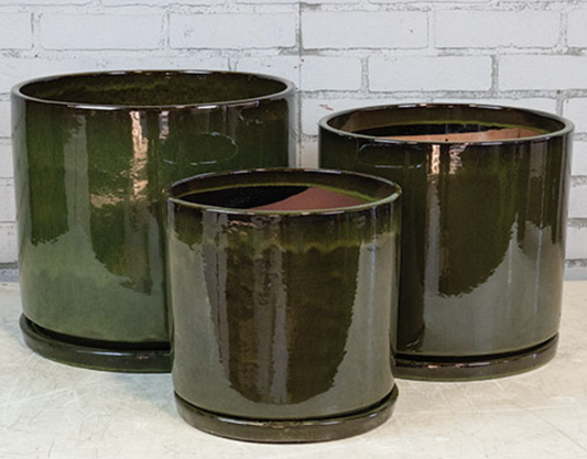 Helena Cylinder Planter w/ Saucer