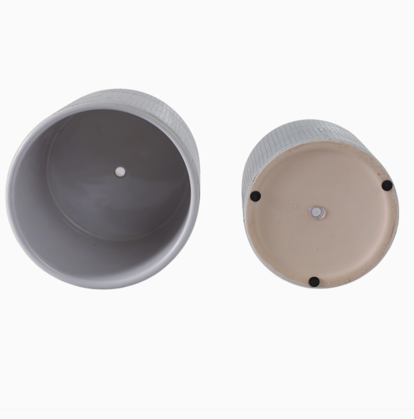 Silver Ceramic Disco Mirror Planter