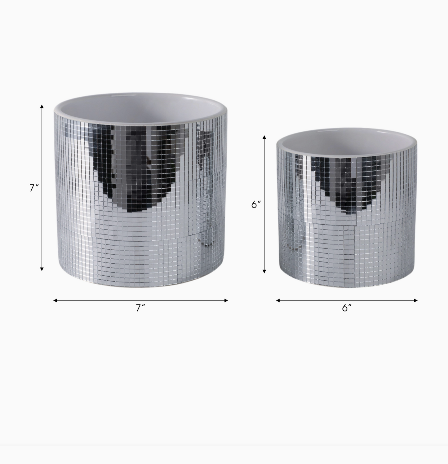 Silver Ceramic Disco Mirror Planter