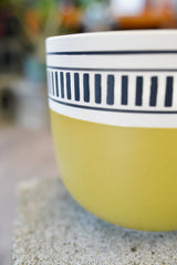 modern ceramic yellow and dark blue planter