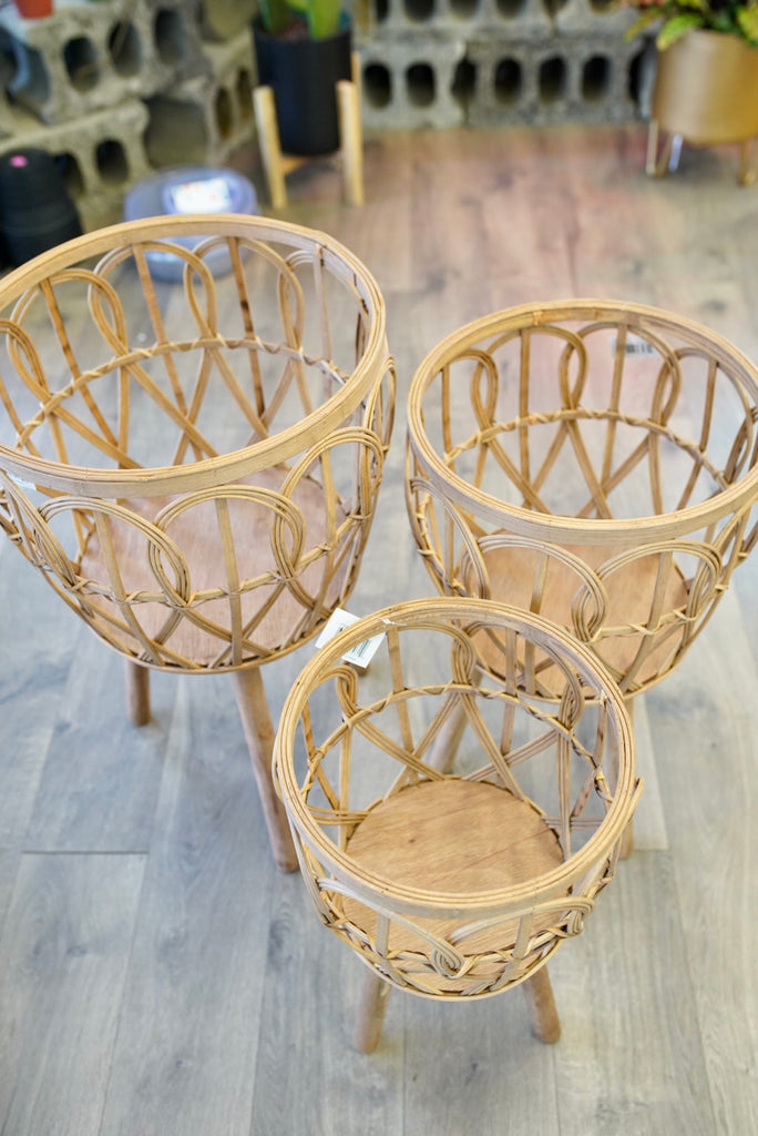 Open Weave Bamboo Plant Stands